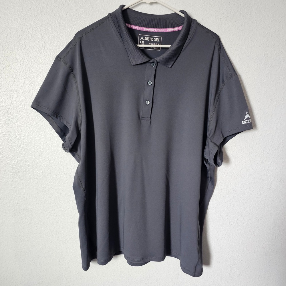 Arctic Cool Womens XXL Gray Hydrofreeze X Cooling Performance Polo Shirt Active